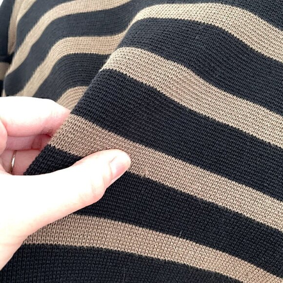 AUDREY & GRACE Brown Black Horizontal Striped Button 100% Cotton Sweater Blazer - Picture 11 of 13